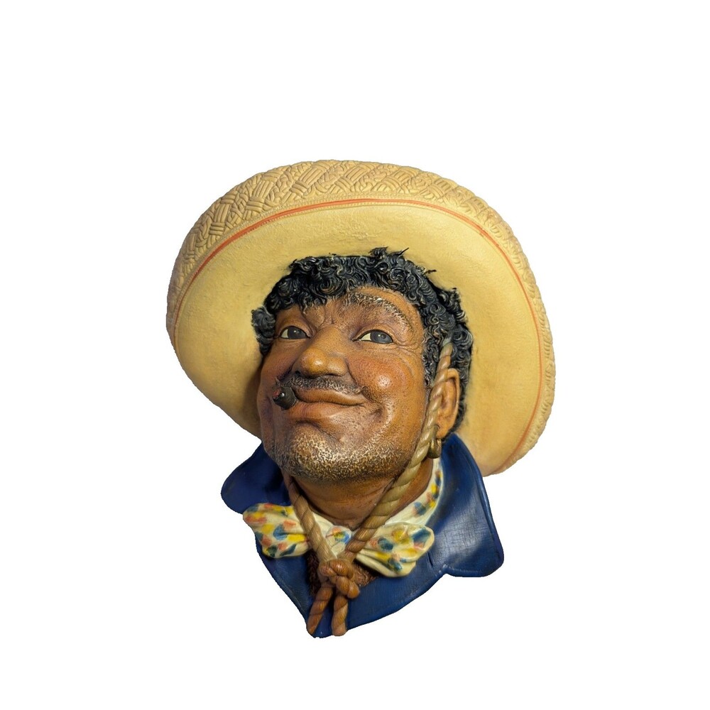 Vintage Bossons Chalkware Head 1970s ~ PANCHO Wall Art Decor Made in England